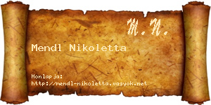Mendl Nikoletta névjegykártya